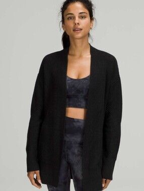 Lululemon Cashlu Sweater Wrap. Long Sleeve. Ribbed. Black. Size XS / S.